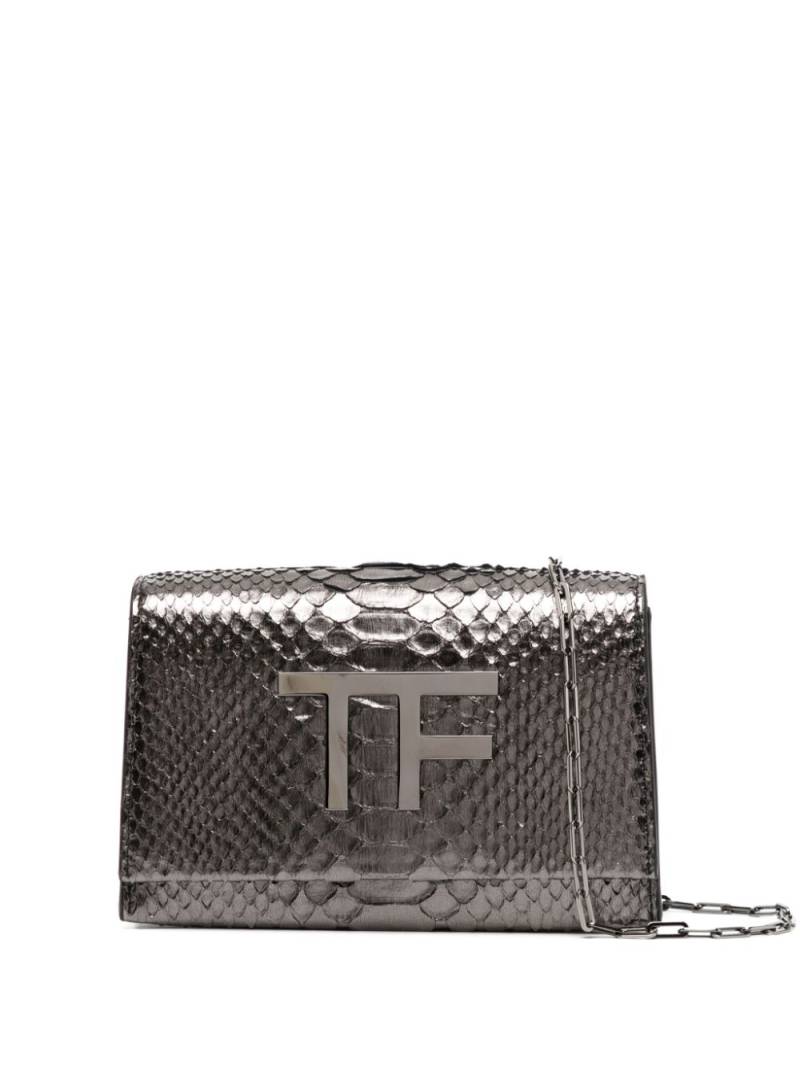 TOM FORD Disco python-embossed mini bag - Silver von TOM FORD