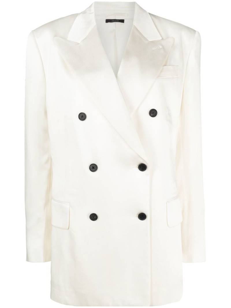 TOM FORD Fluid double-breasted satin blazer - Neutrals von TOM FORD