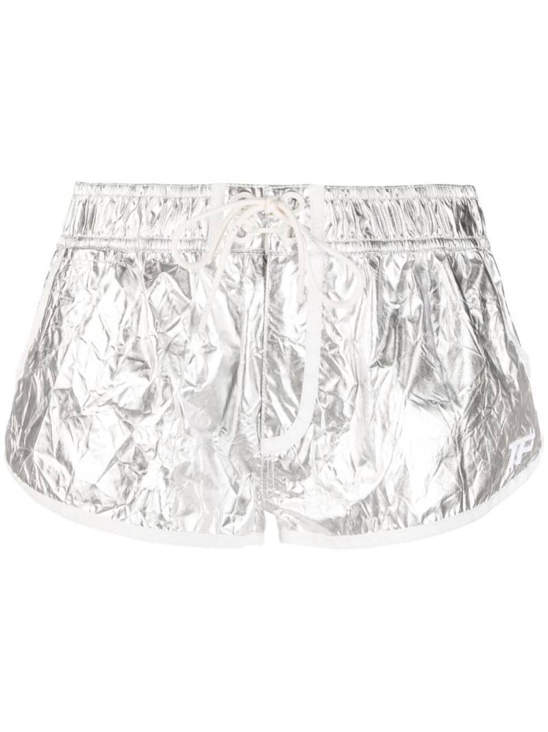 TOM FORD Metallic Crinkle running shorts - Silver von TOM FORD