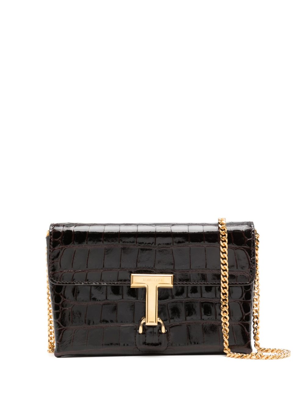 TOM FORD Monarch crocodile-embosssed crossbody bag - Brown von TOM FORD