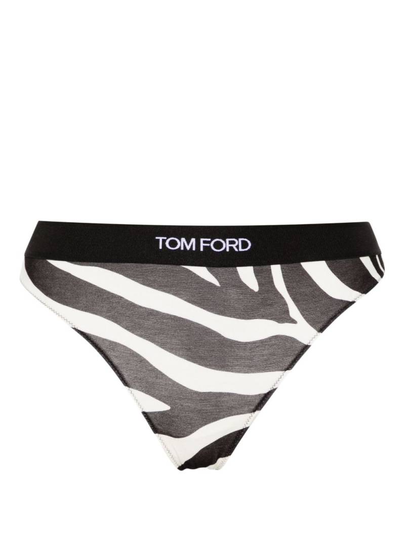 TOM FORD Optical zebra-print thong - White von TOM FORD