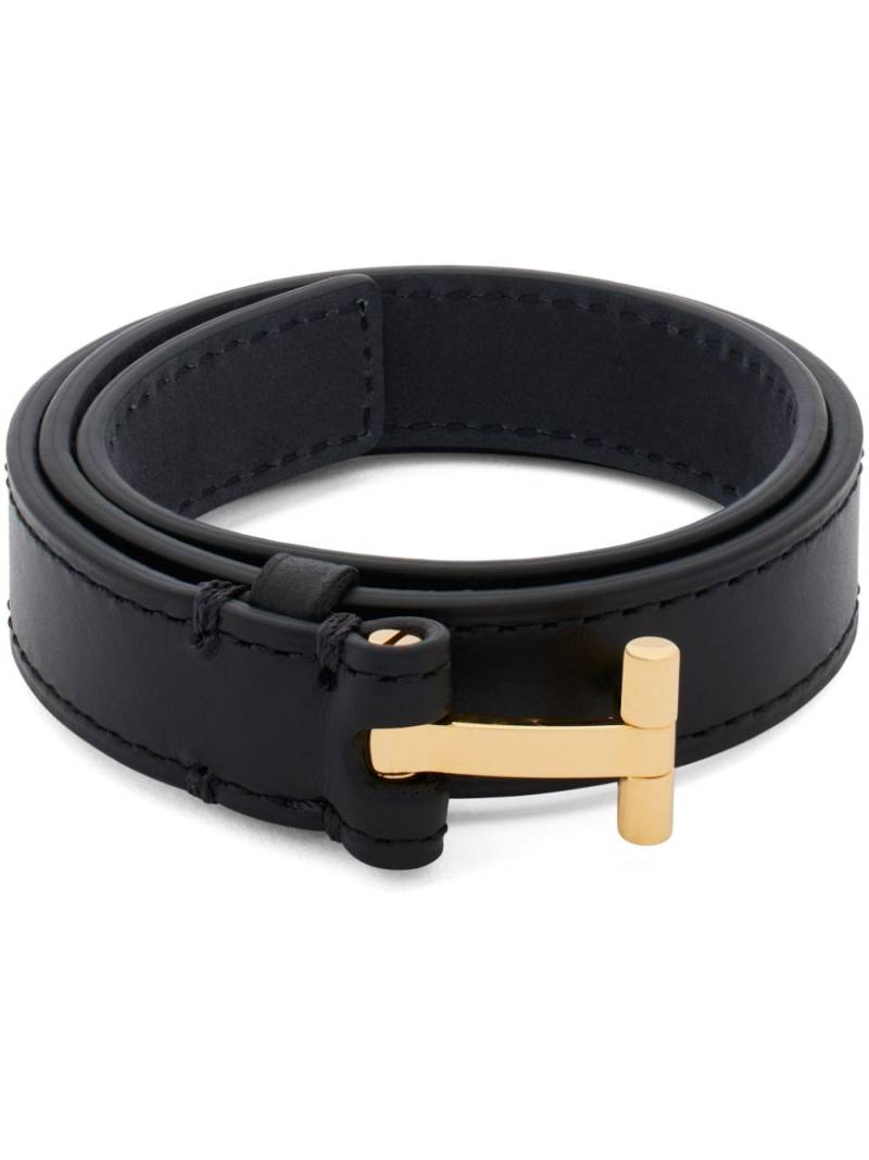 TOM FORD T-hinge leather bracelet - Black von TOM FORD