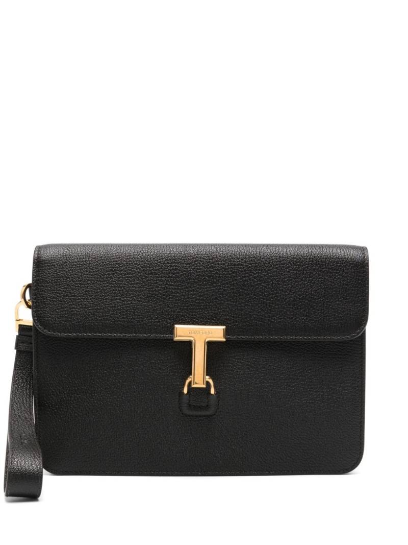 TOM FORD T-pin leather clutch bag - Brown von TOM FORD