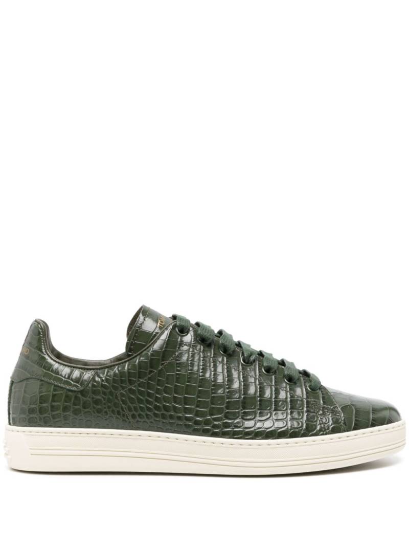 TOM FORD Warwick crocodile-embossed leather sneakers - Green von TOM FORD