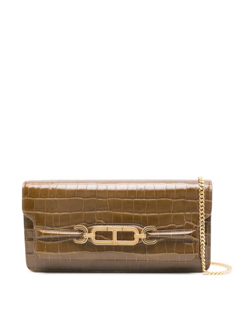 TOM FORD Whitney crocodile-embossed clutch bag - Green von TOM FORD