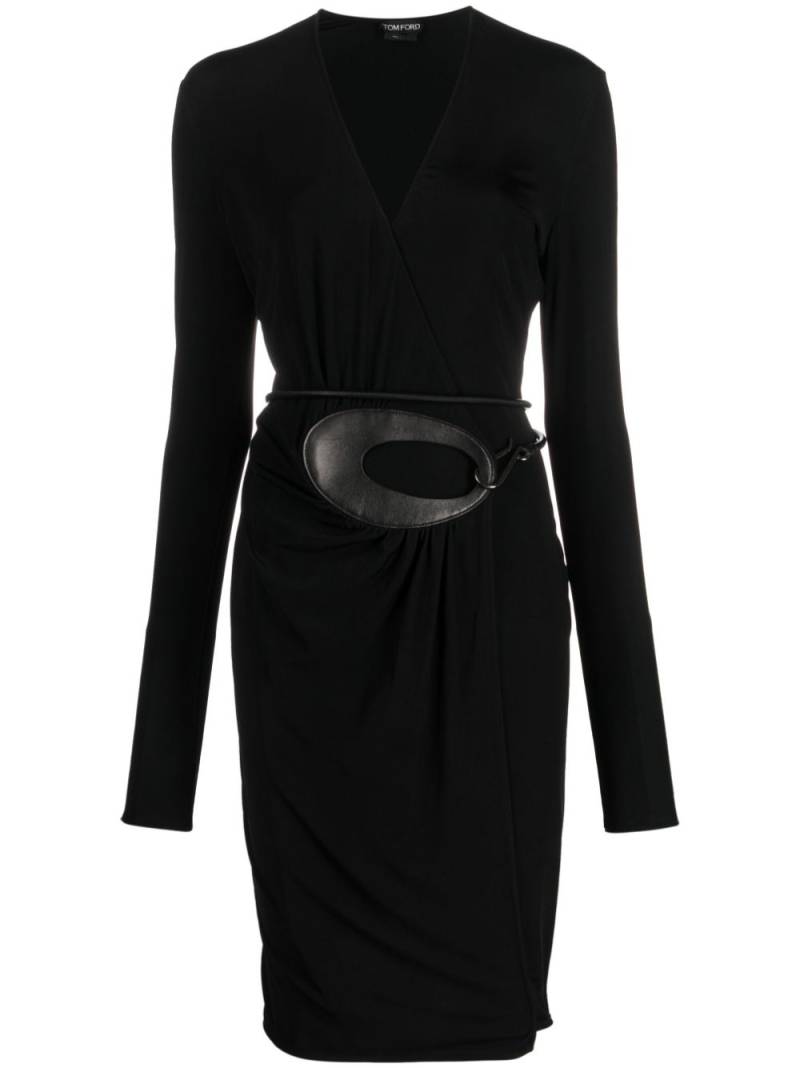 TOM FORD belted-waist V-neck dress - Black von TOM FORD