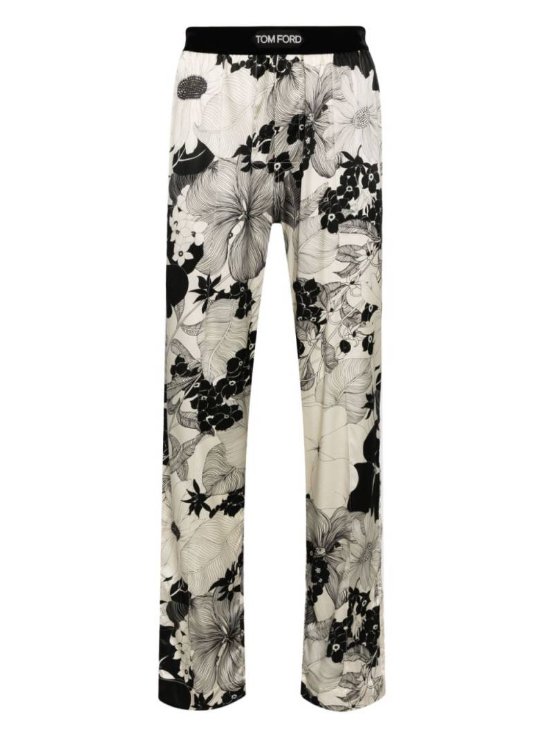 TOM FORD botanical-print silk-blend pajama pants - Neutrals von TOM FORD