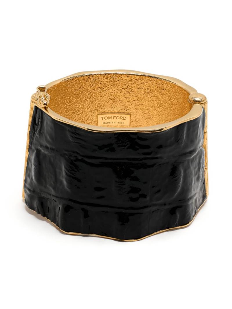 TOM FORD crocodile-effect cuff bracelet - Black von TOM FORD