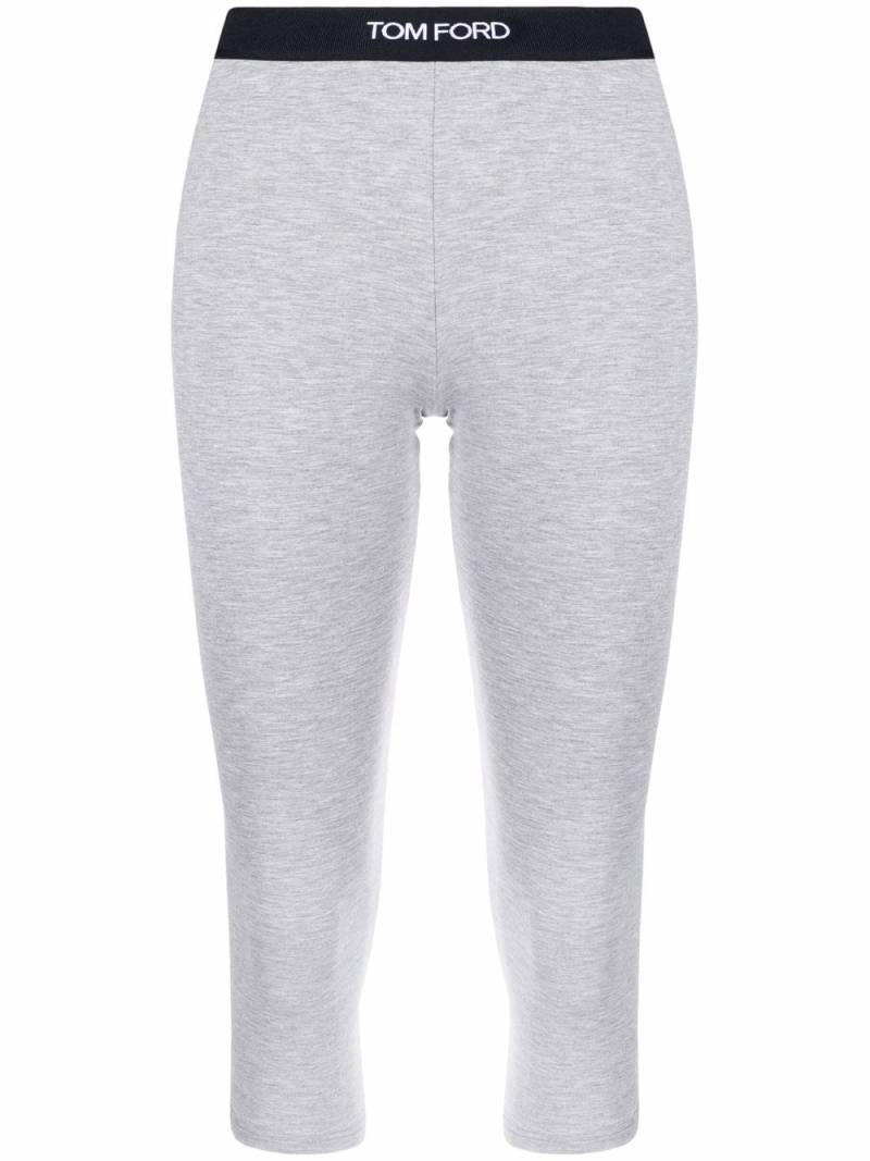 TOM FORD cropped logo-waistband leggings - Grey von TOM FORD