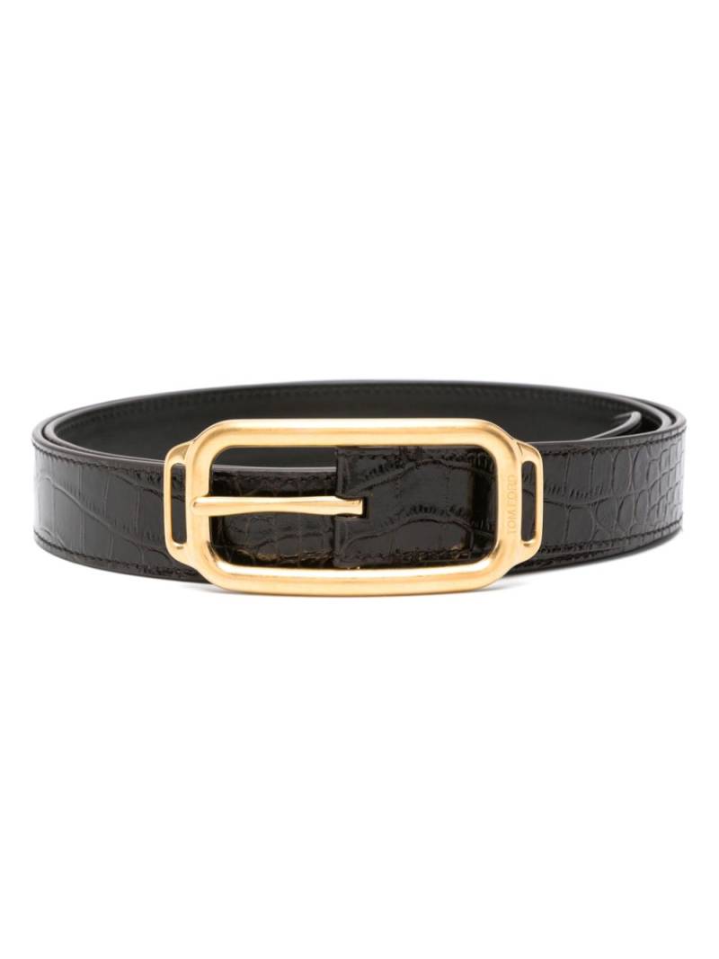 TOM FORD embossed-crocodile belt - Brown von TOM FORD