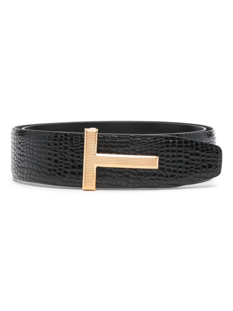 TOM FORD embossed-crocodile leather belt - Black von TOM FORD