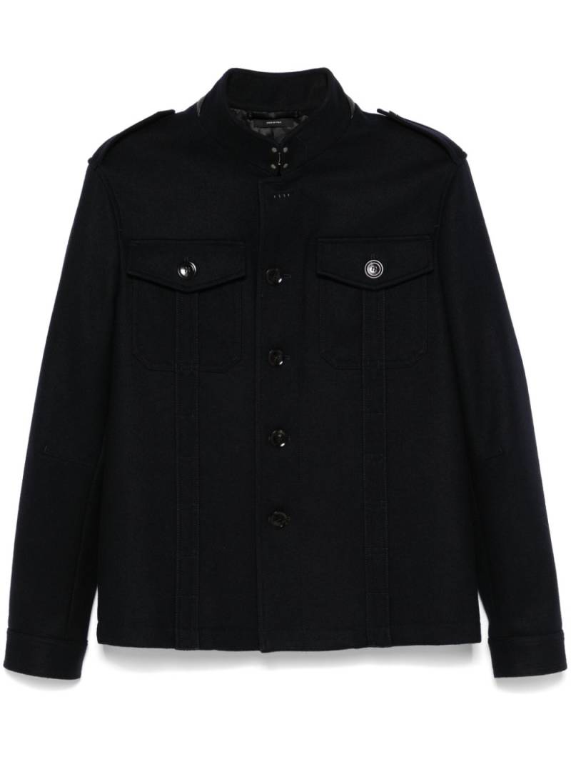 TOM FORD felted stand-up collar overshirt - Blue von TOM FORD