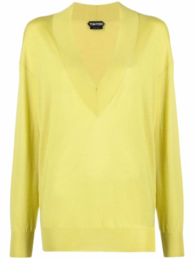 TOM FORD fine-knit V-neck jumper - Yellow von TOM FORD