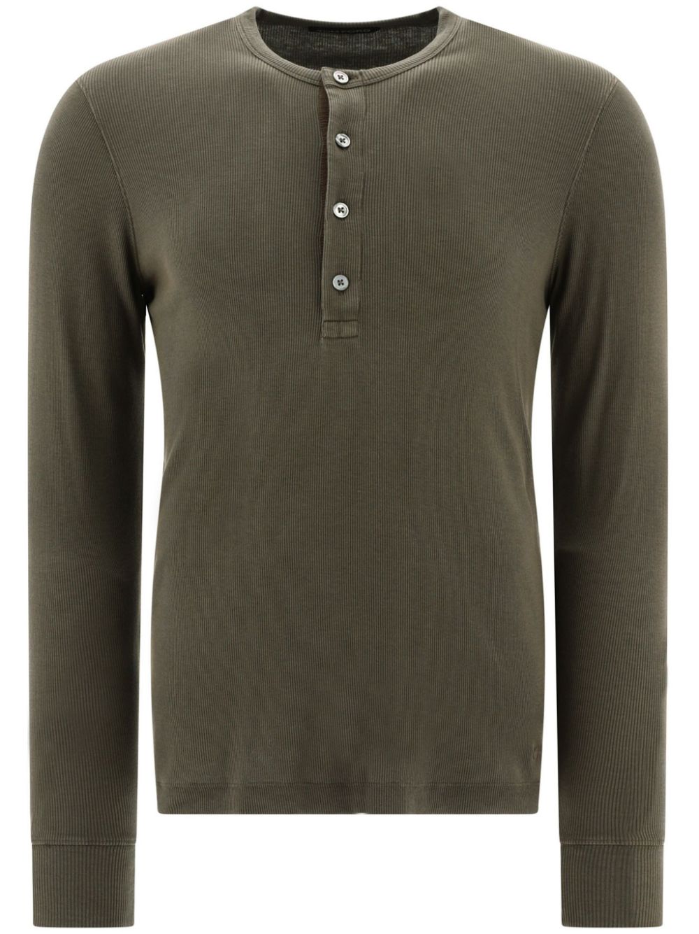 TOM FORD fine-ribbed long-sleeve polo shirt - Green von TOM FORD