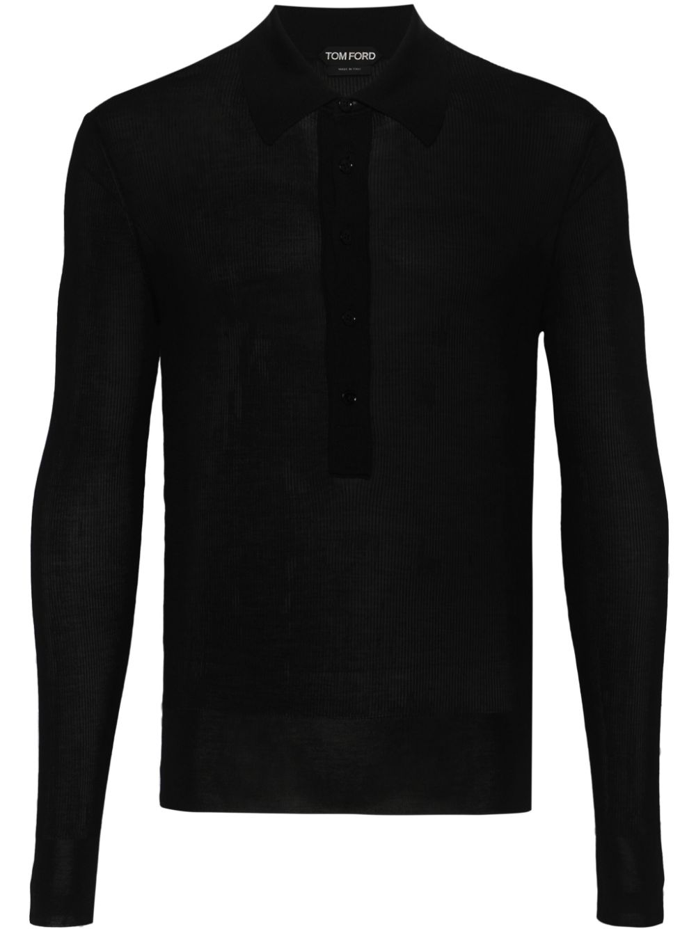 TOM FORD fine-ribbed silk polo shirt - Black von TOM FORD