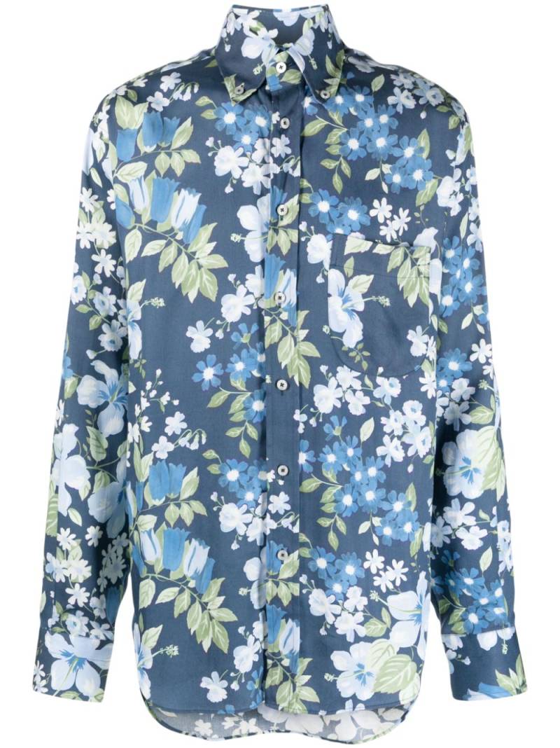 TOM FORD floral-print spread-collar shirt - Blue von TOM FORD