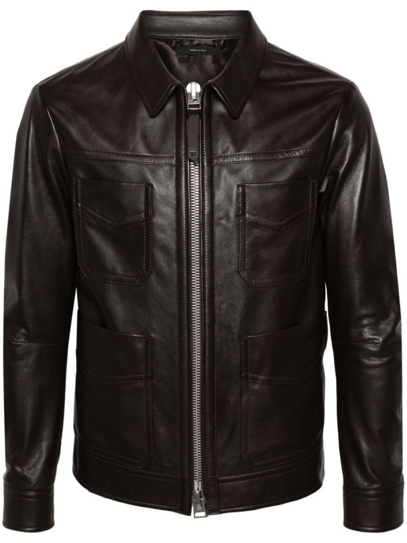 TOM FORD four-pocket leather jacket - Brown von TOM FORD