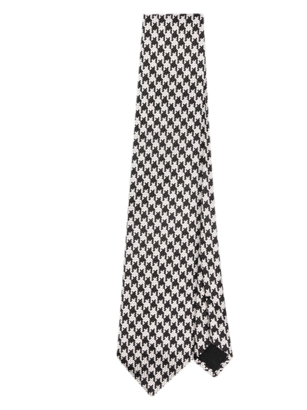 TOM FORD houndstooth-pattern silk tie - Black von TOM FORD