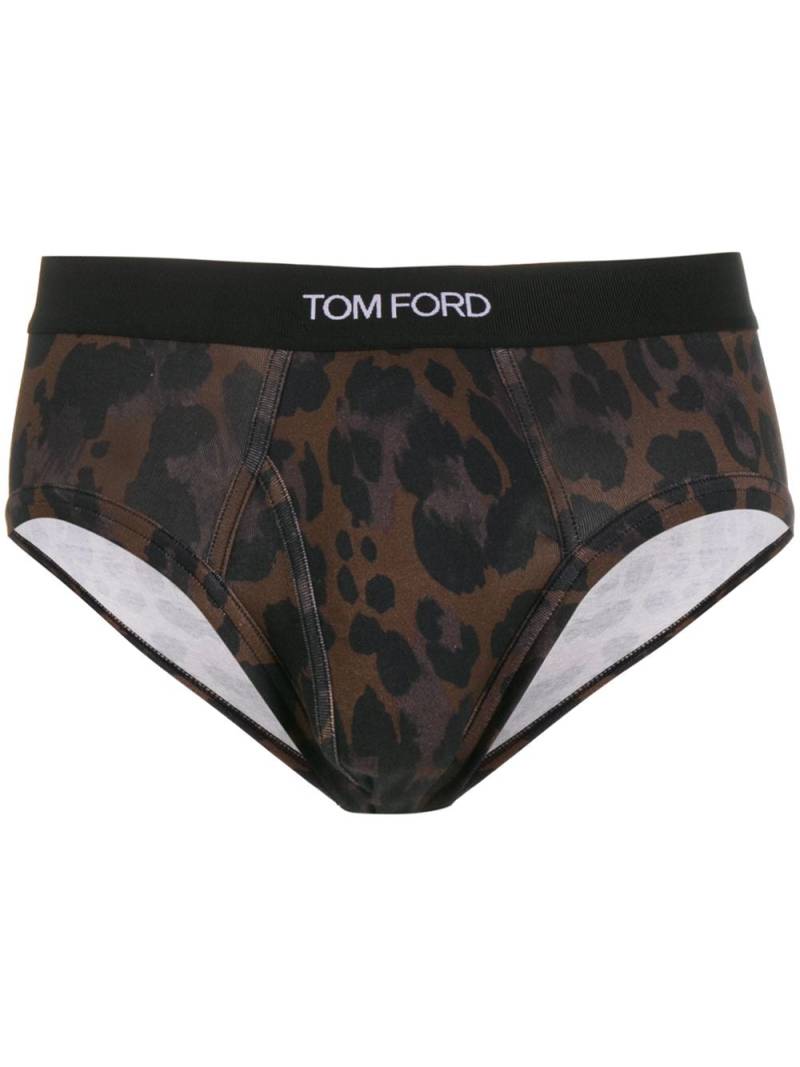 TOM FORD leopard-print logo briefs - Brown von TOM FORD