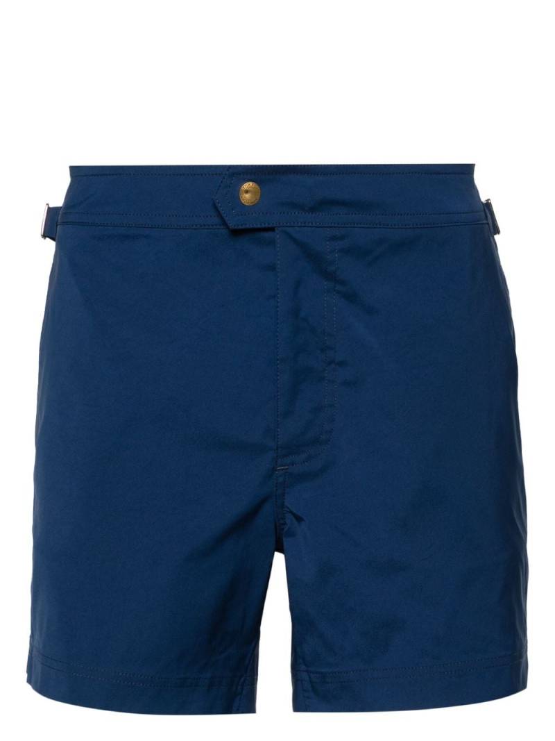 TOM FORD logo-buckle compact-poplin swim shorts - Blue von TOM FORD