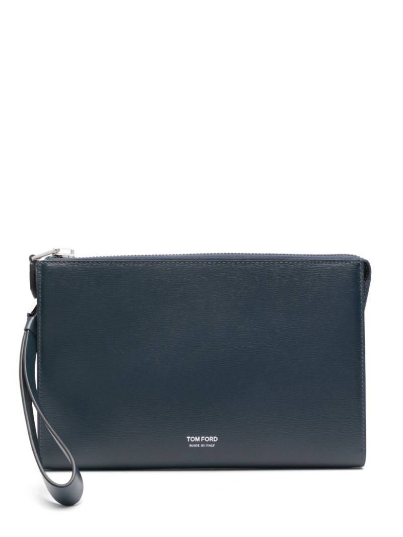 TOM FORD logo-debossed clutch bag - Blue von TOM FORD