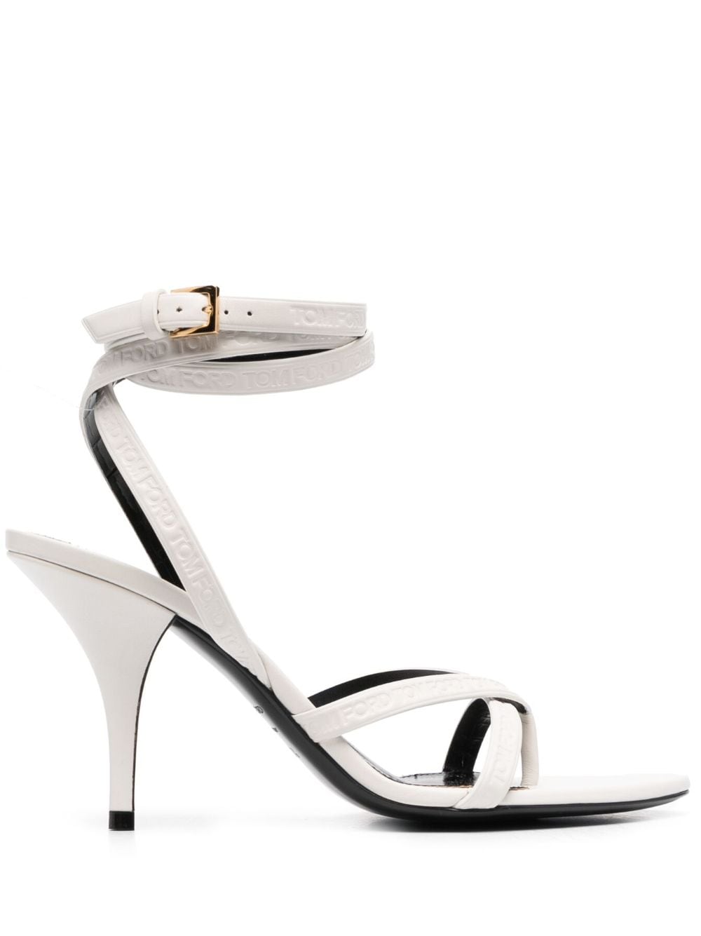 TOM FORD logo-embossed heeled leather sandals - White von TOM FORD