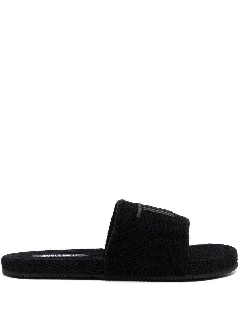 TOM FORD logo-embroidered velvet-effect mules - Black von TOM FORD