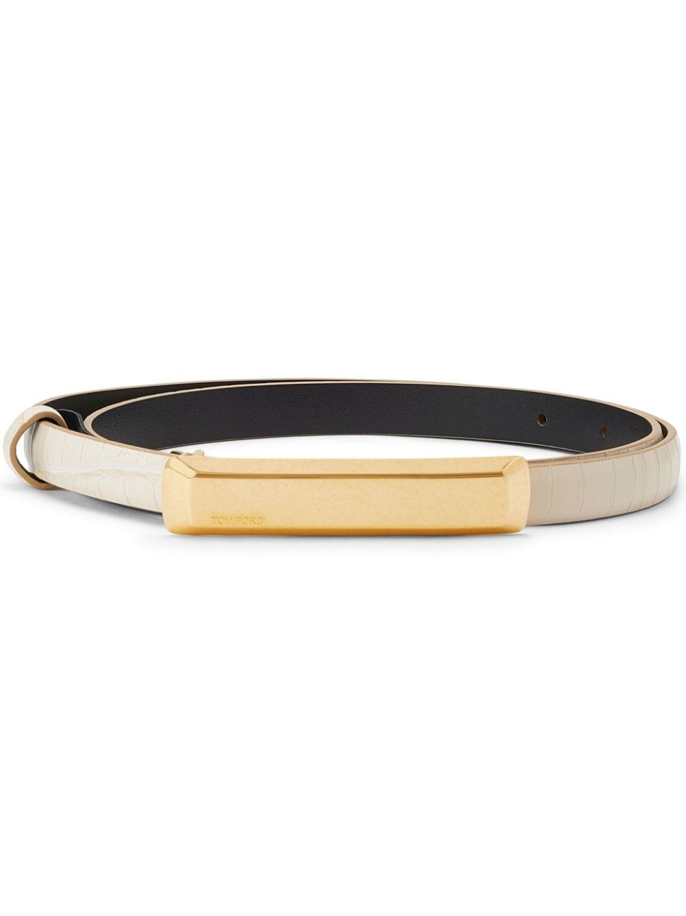 TOM FORD logo-engraved leather belt - White von TOM FORD