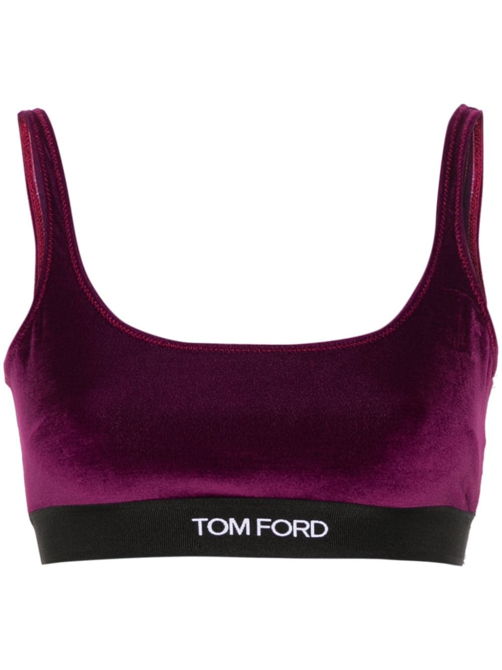 TOM FORD logo-jacquard velvet bralette top - Purple von TOM FORD