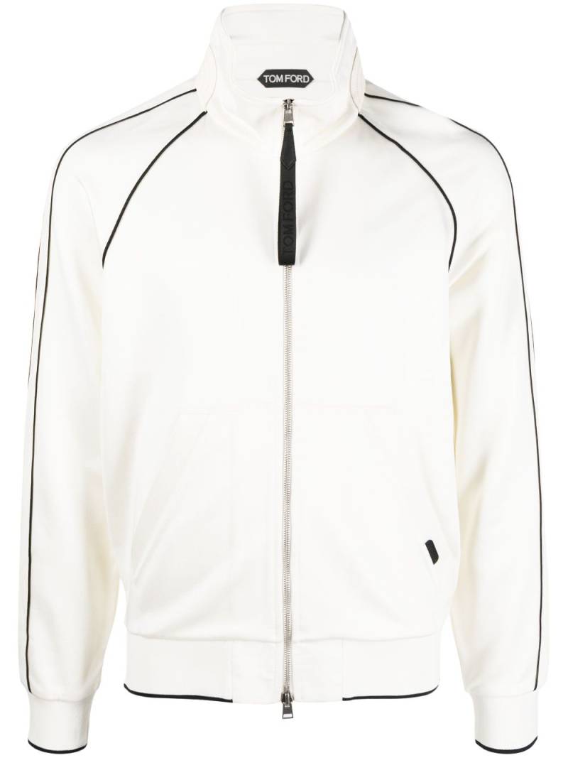 TOM FORD logo-patch zip-up jacket - White von TOM FORD