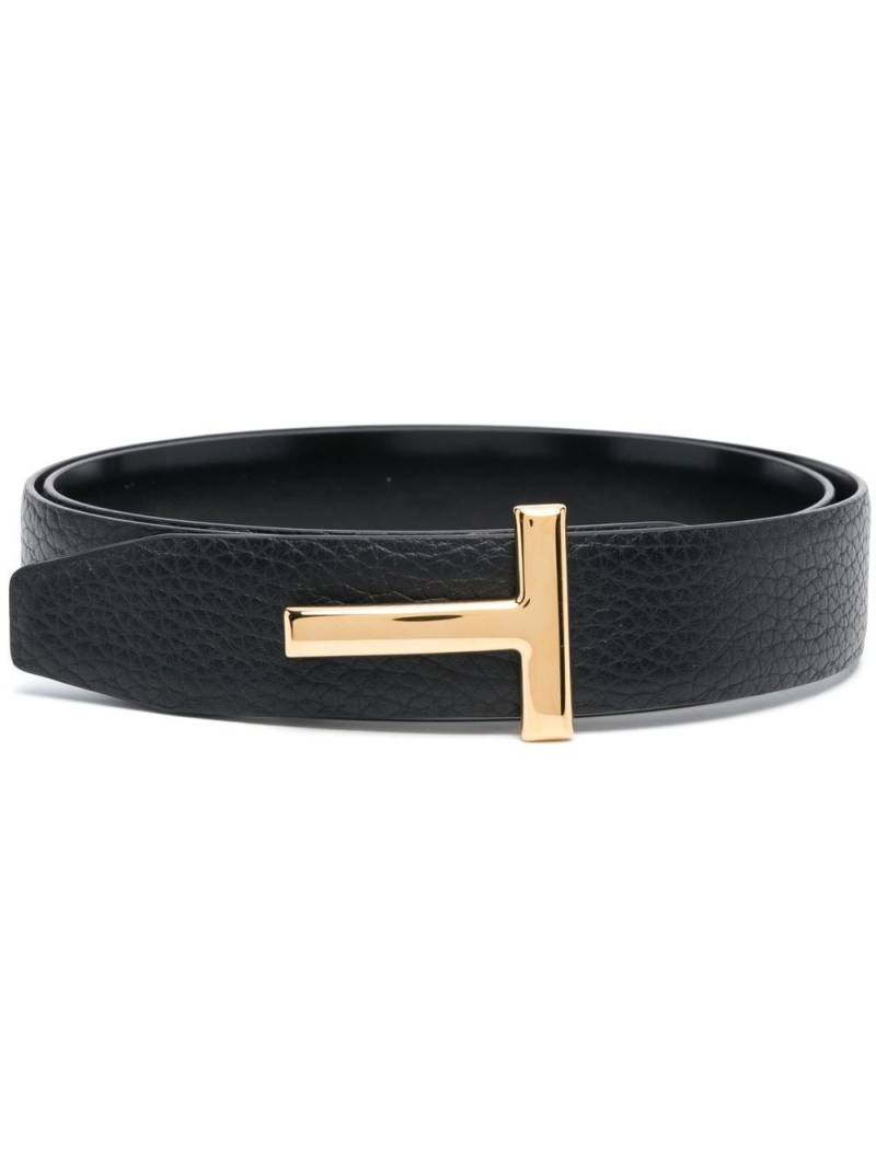 TOM FORD logo-plaque 30mm leather belt - Black von TOM FORD