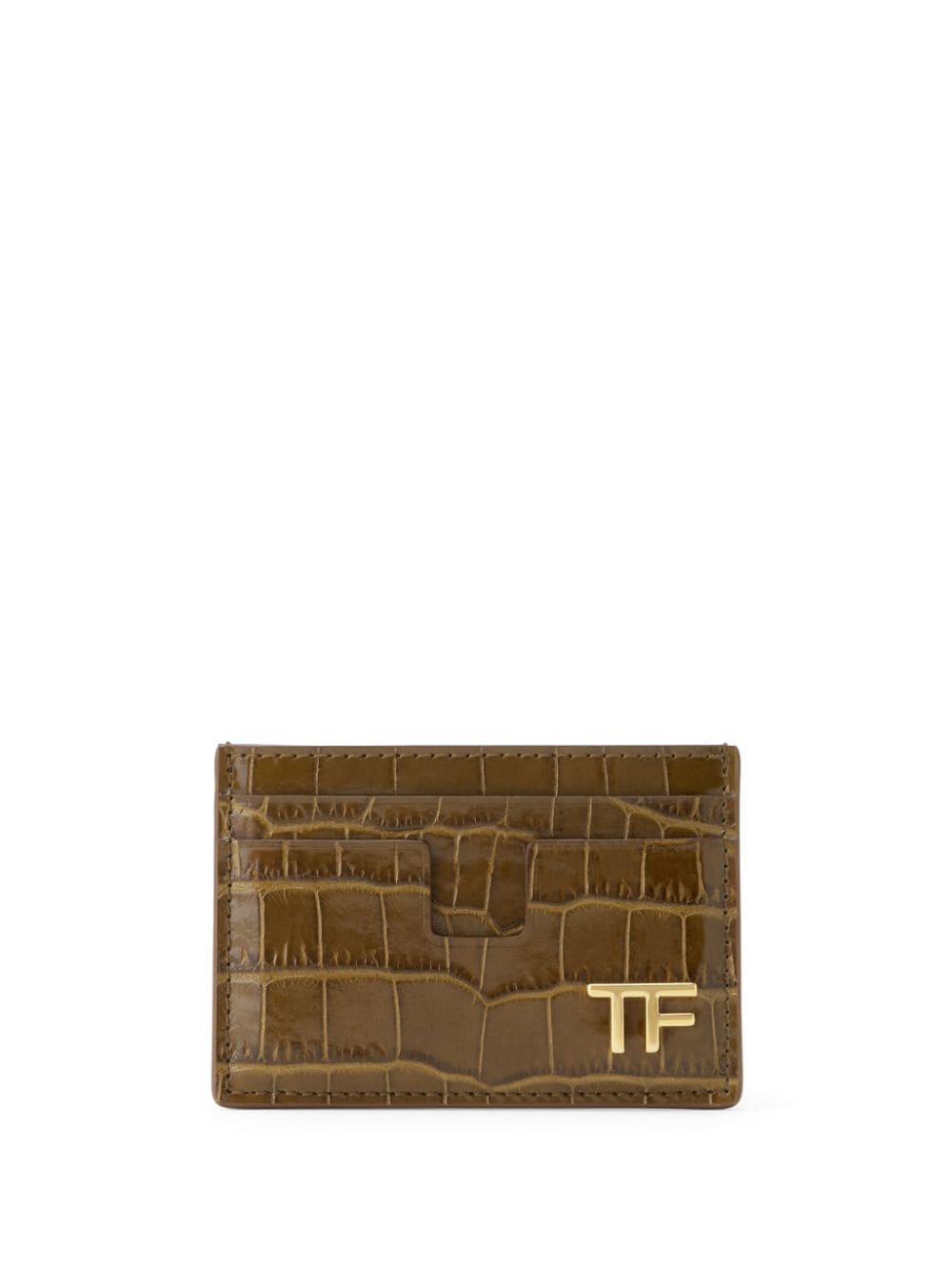 TOM FORD logo-plaque crocodile-effect cardholder - Green von TOM FORD