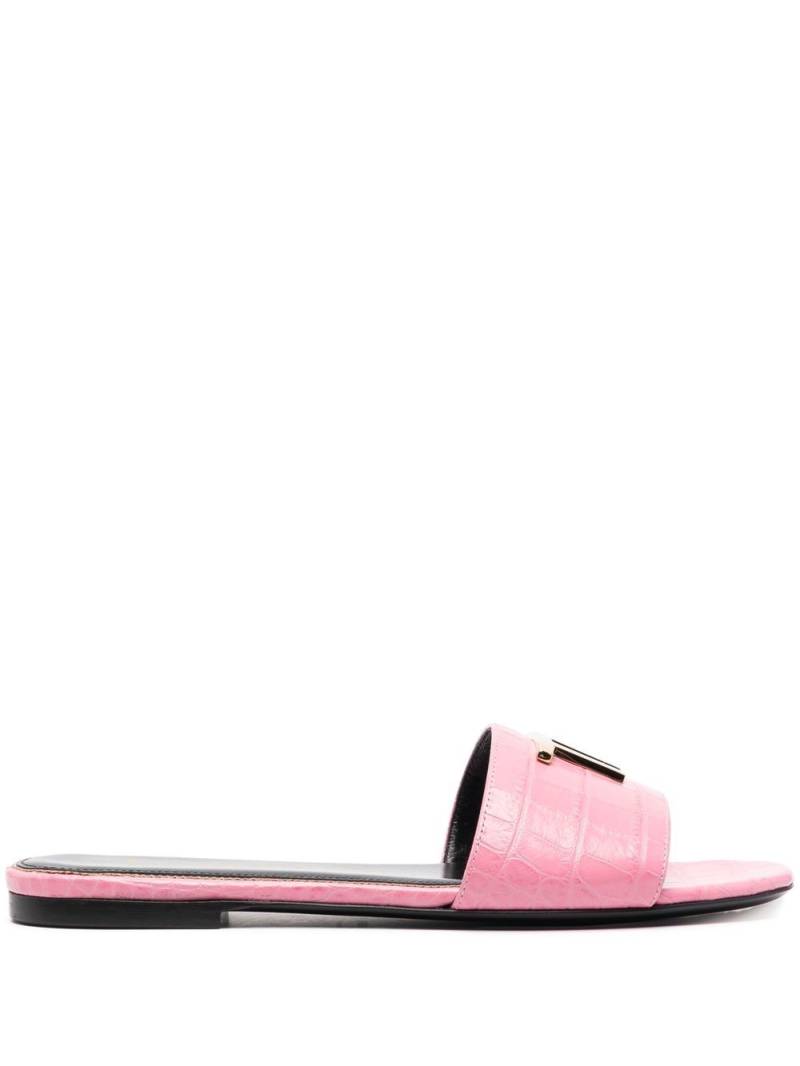 TOM FORD logo-plaque crocodile-effect sandals - Pink von TOM FORD