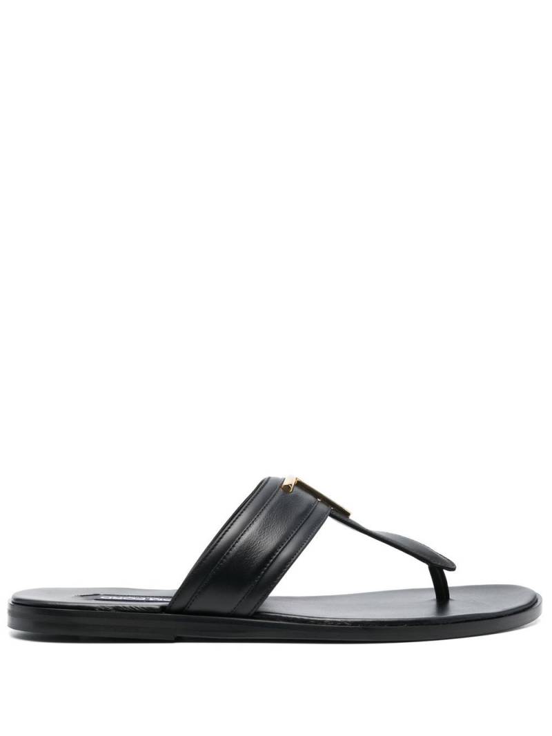 TOM FORD logo-plaque leather flip flops - Black von TOM FORD