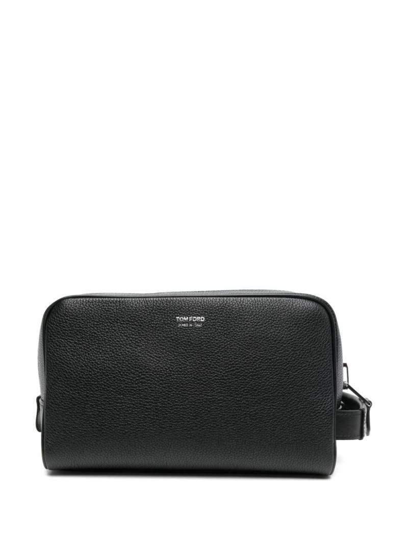 TOM FORD logo-print leather wash bag - Black von TOM FORD