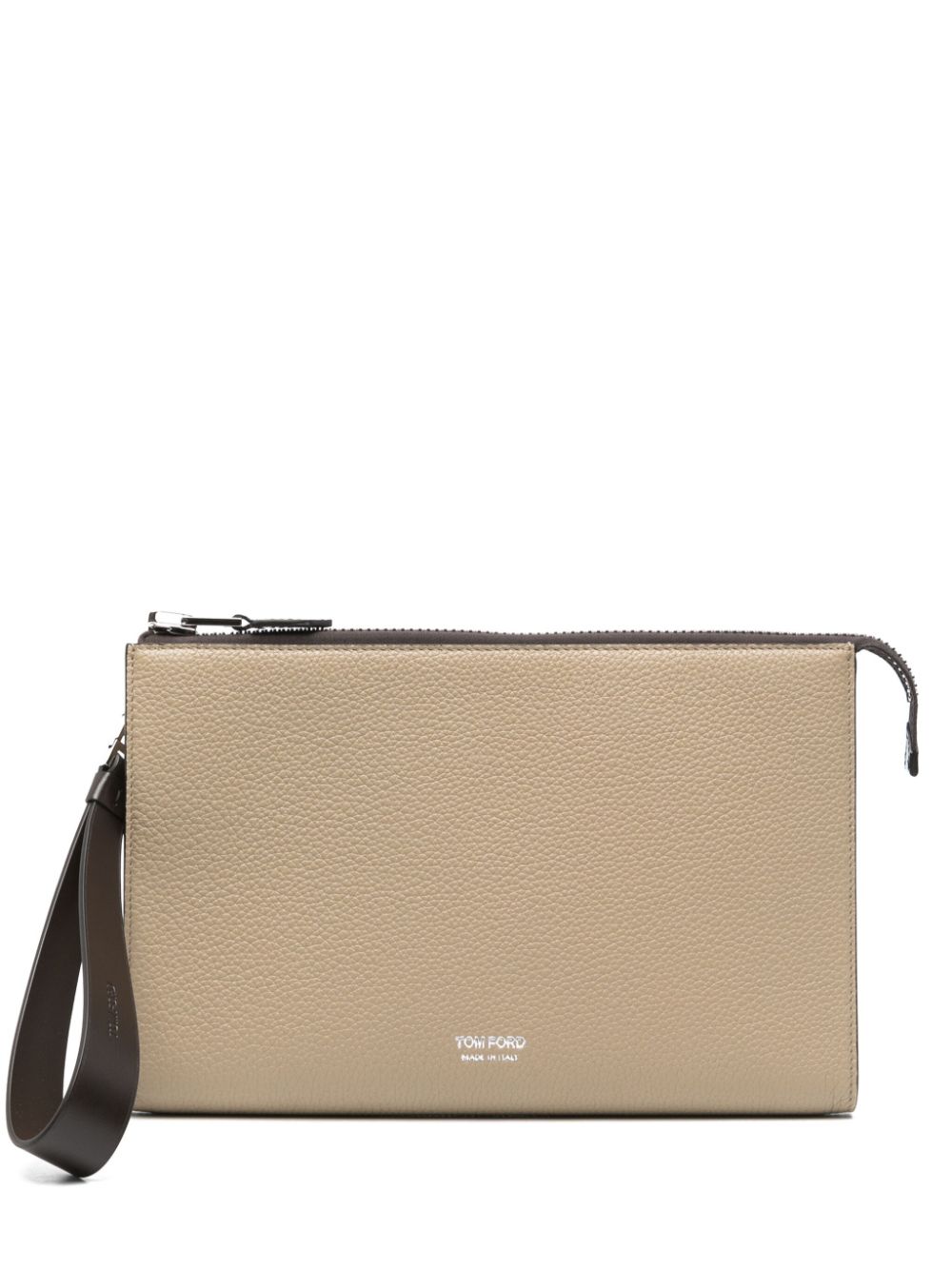 TOM FORD logo-stamp clutch bag - Neutrals von TOM FORD