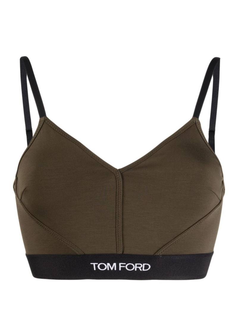 TOM FORD logo-trim stretch bralette - Green von TOM FORD