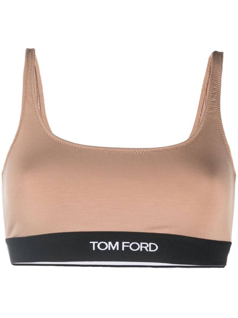 TOM FORD logo-trim stretch bralette - Neutrals von TOM FORD