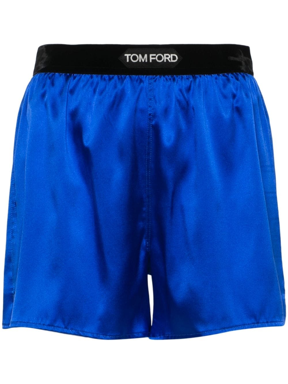TOM FORD logo-waistband satin shorts - Blue von TOM FORD