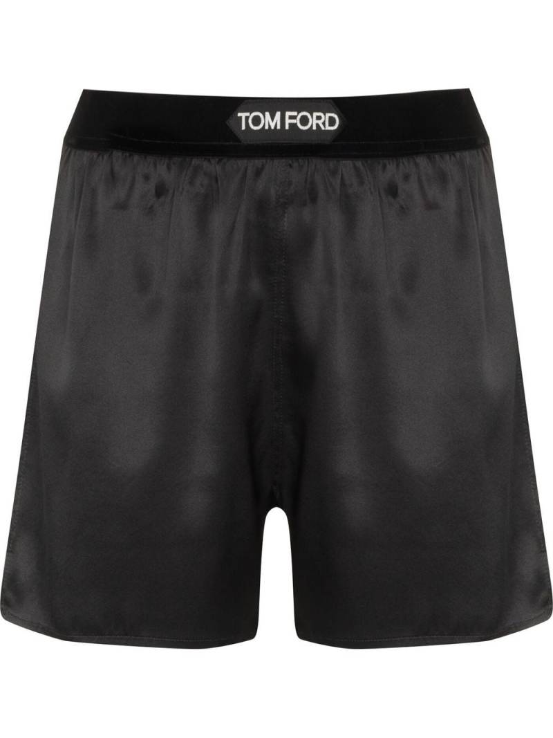 TOM FORD logo-waistband silk shorts - Black von TOM FORD