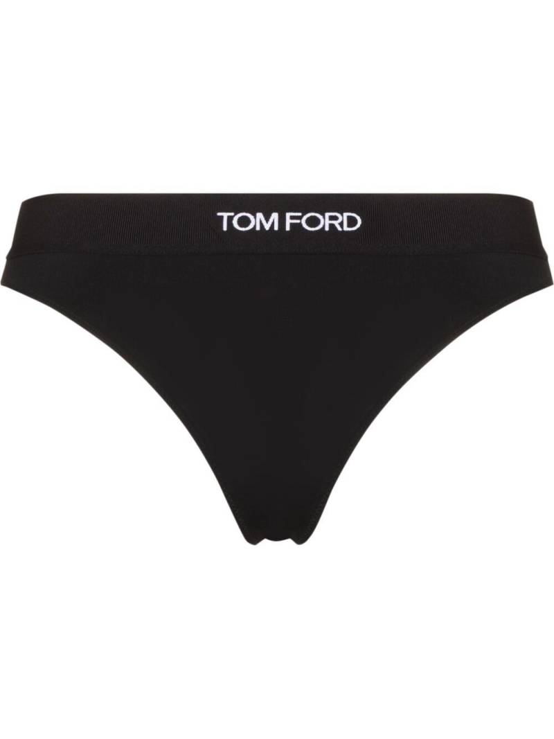 TOM FORD logo-waistband thong - Black von TOM FORD