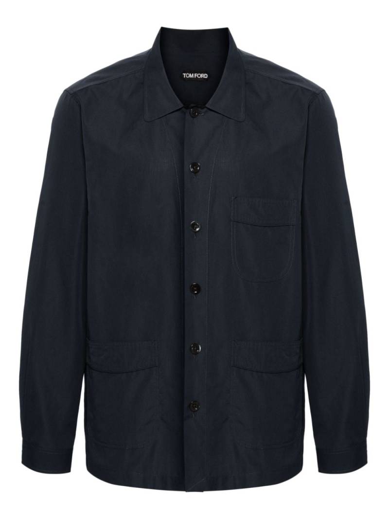 TOM FORD long-sleeve poplin pajama shirt - Blue von TOM FORD