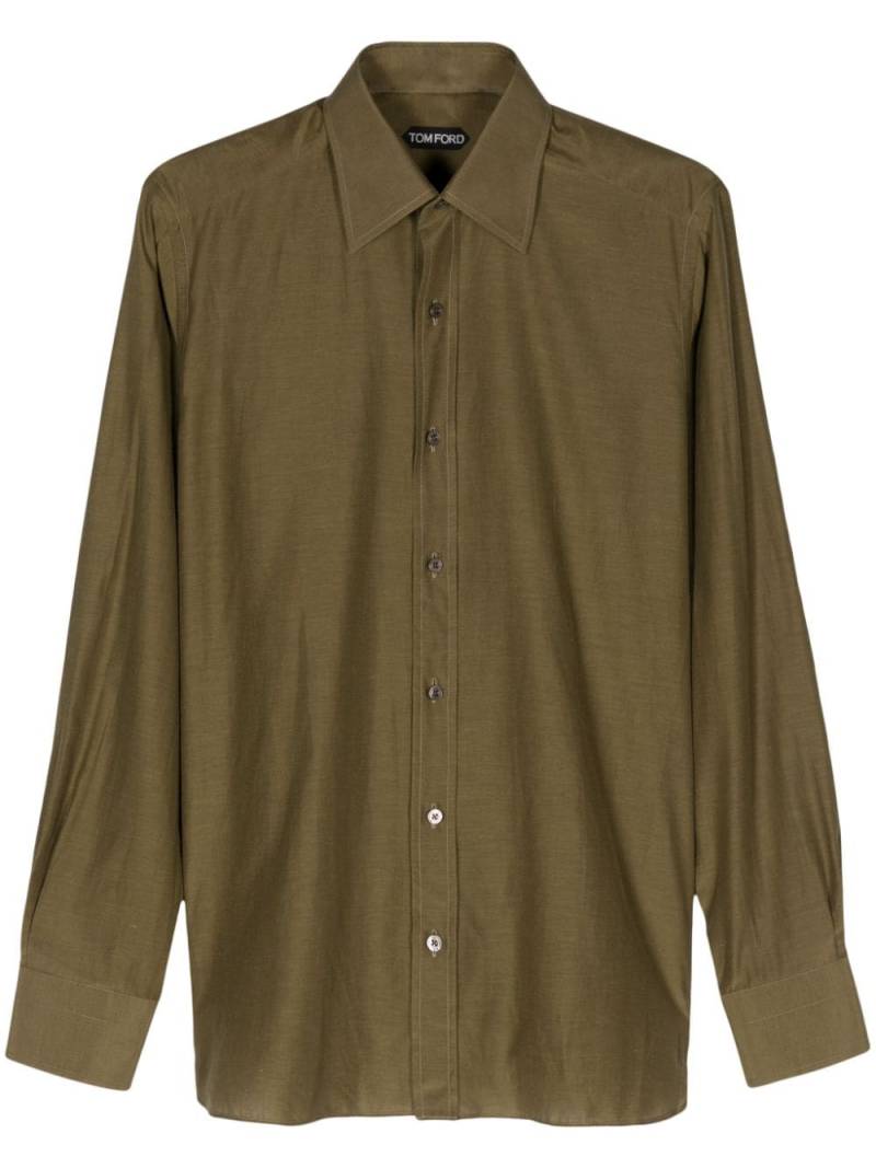 TOM FORD long-sleeve silk blend shirt - Green von TOM FORD