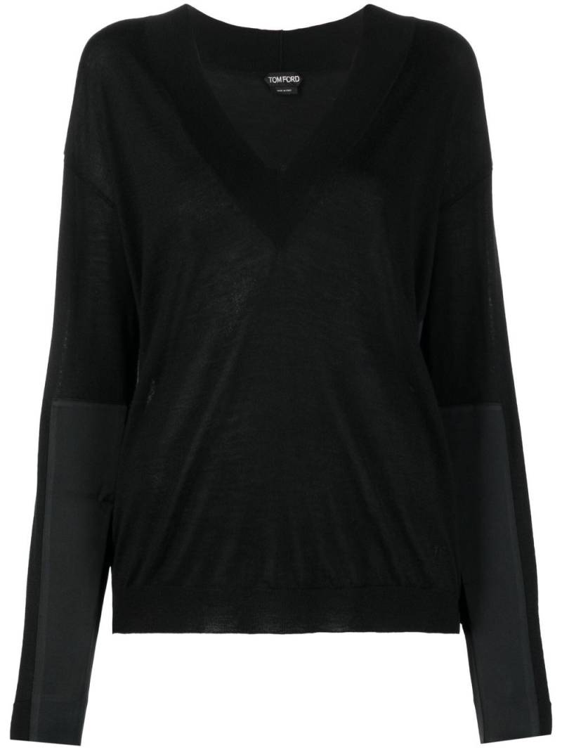 TOM FORD panelled V-neck knitted jumper - Black von TOM FORD