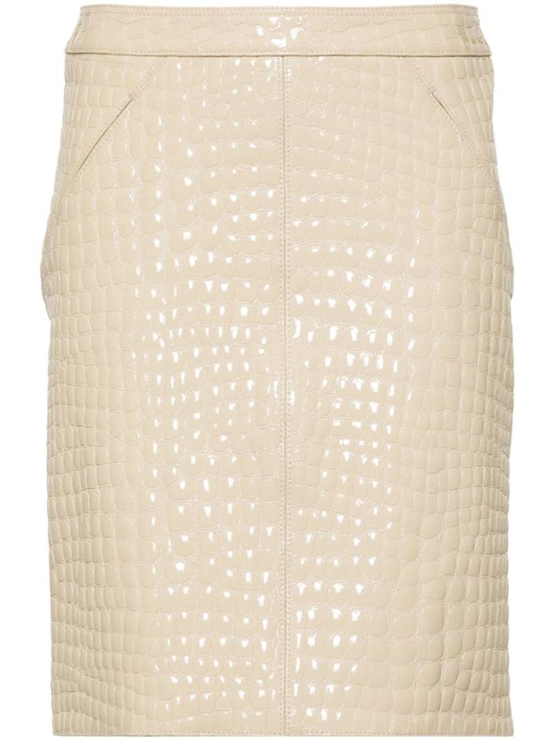 TOM FORD patent crocodile-embossed mini skirt - Neutrals von TOM FORD