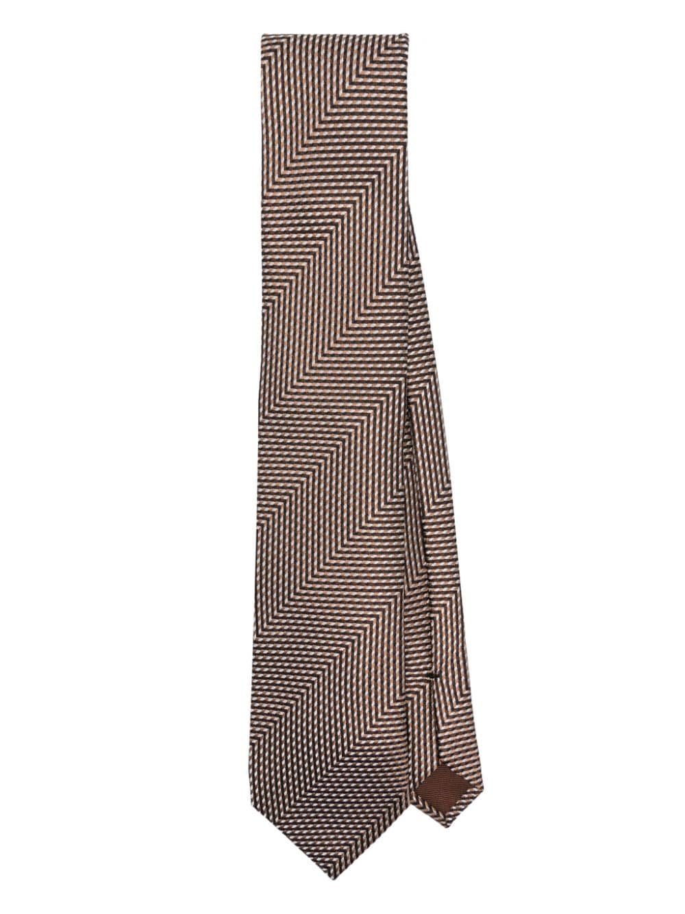 TOM FORD patterned-jacquard silk tie - Brown von TOM FORD