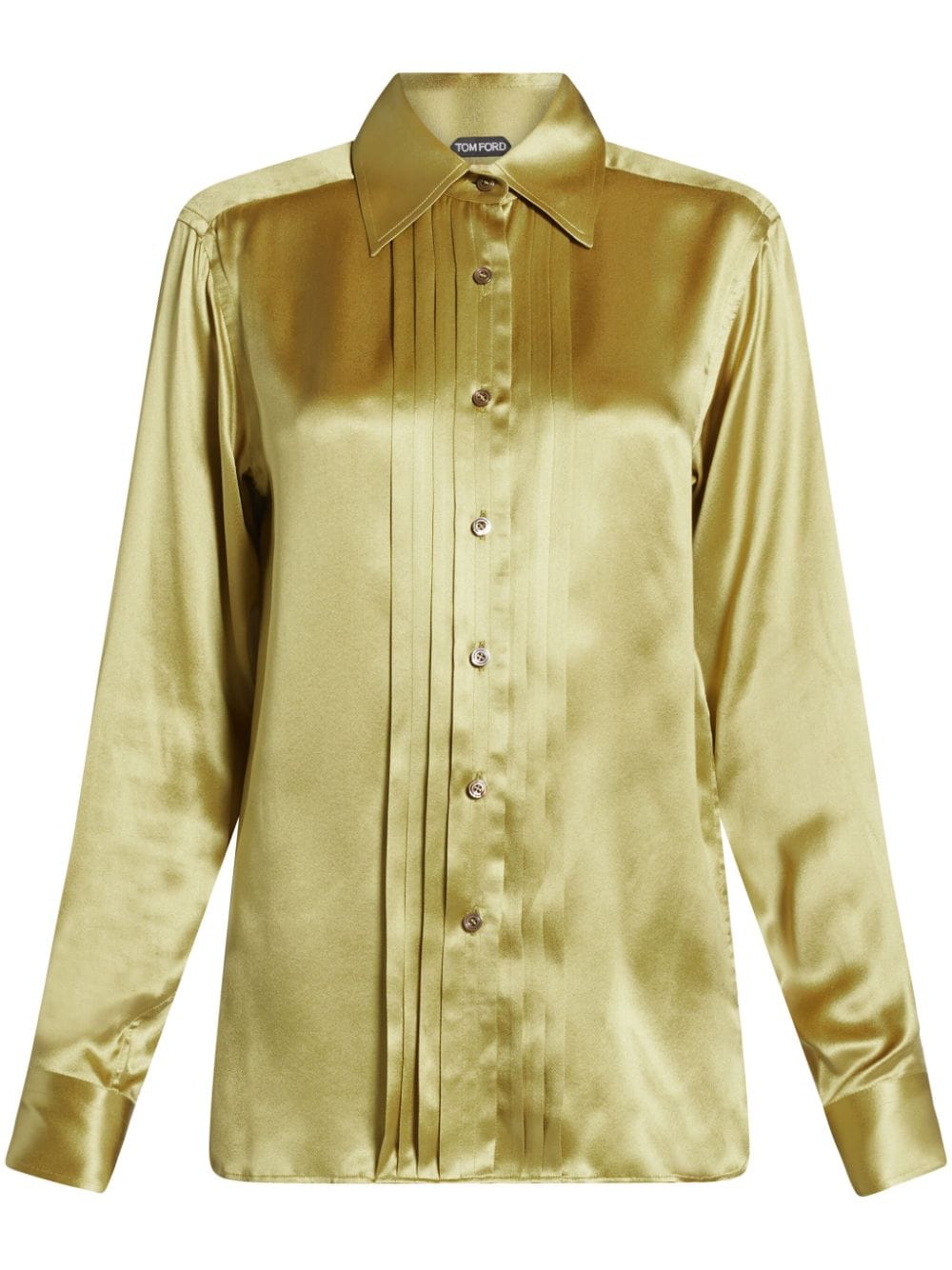 TOM FORD pintuck-detail silk shirt - Green von TOM FORD