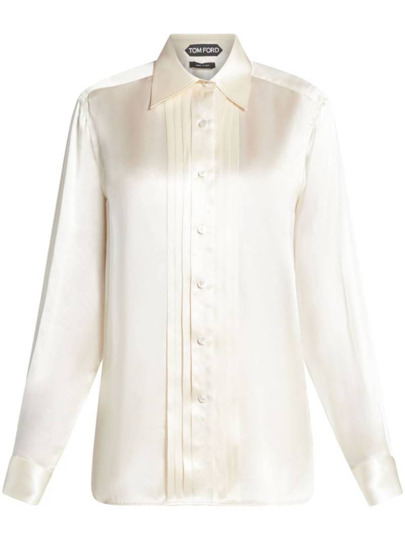 TOM FORD pintuck-detail silk shirt - White von TOM FORD