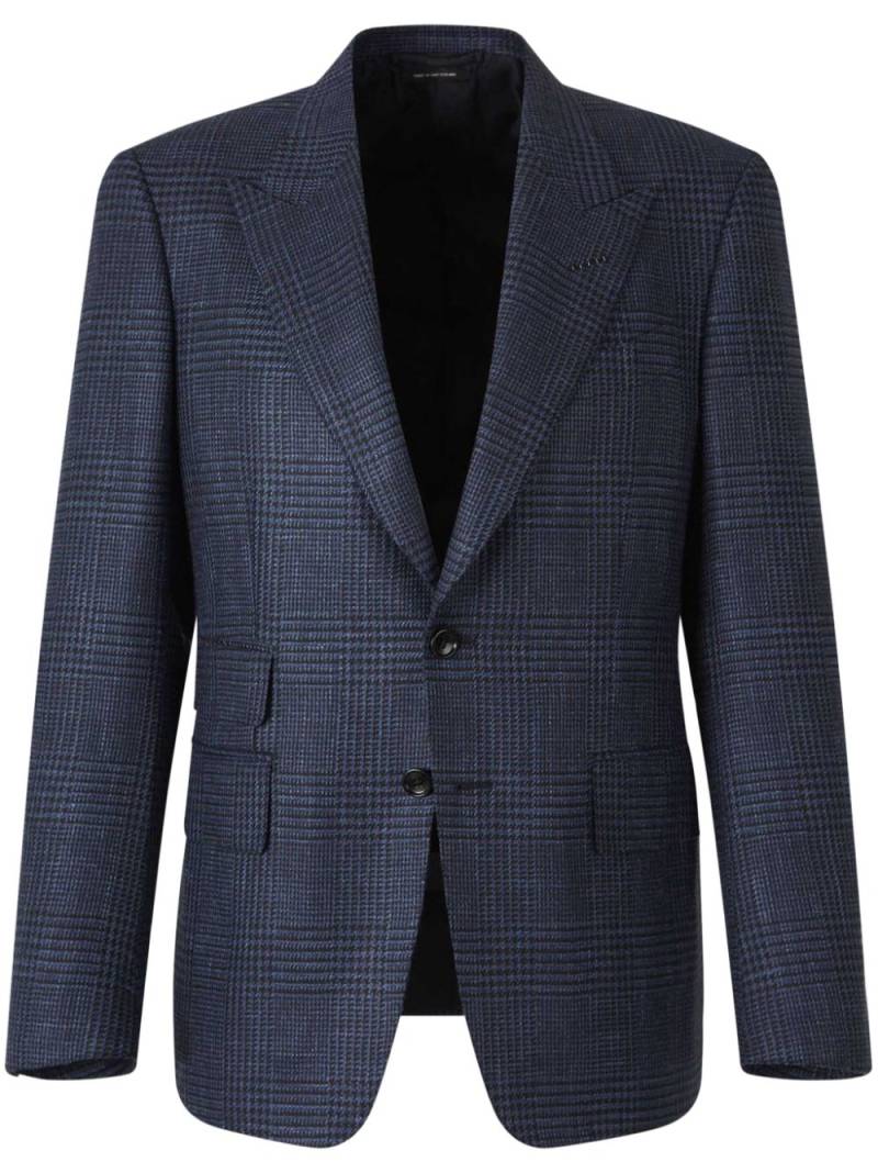 TOM FORD plaid wool-silk blend blazer - Blue von TOM FORD