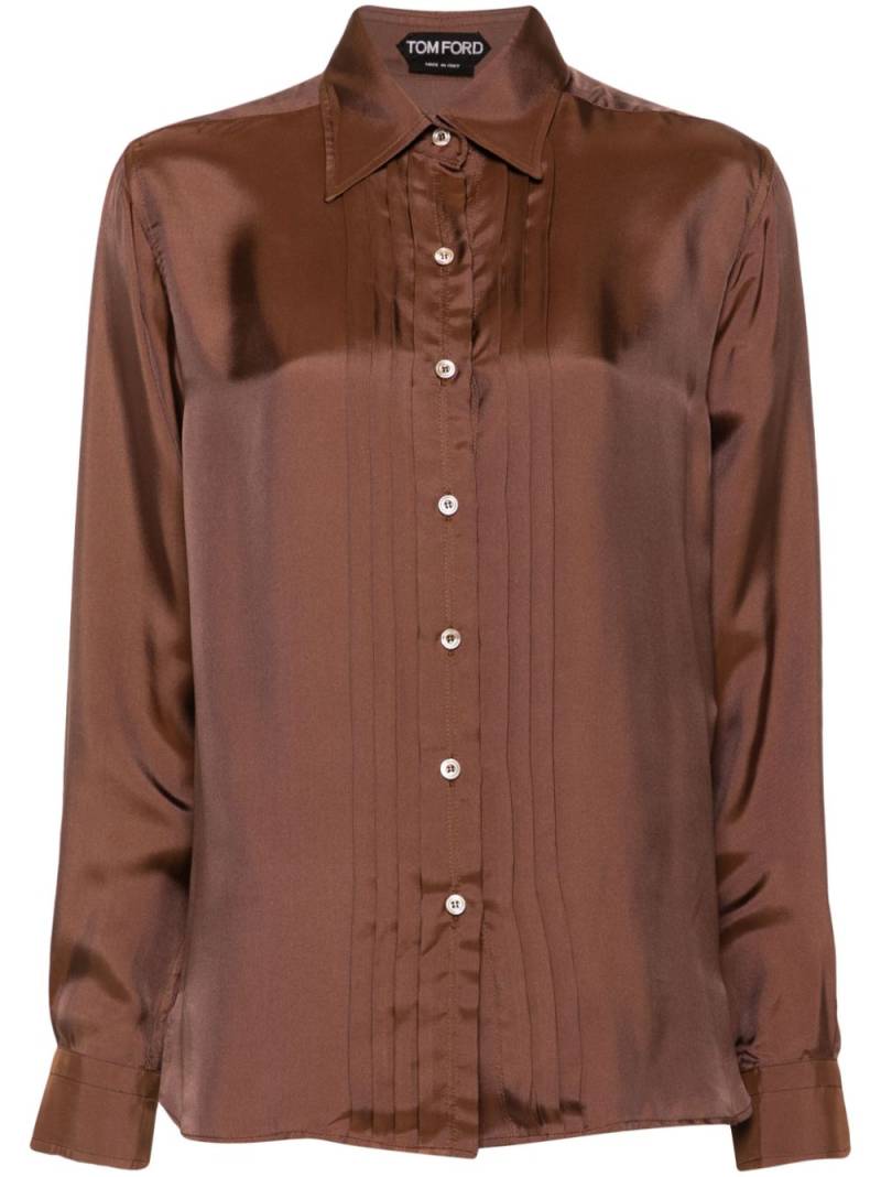 TOM FORD plissé-details twill-weave shirt - Brown von TOM FORD